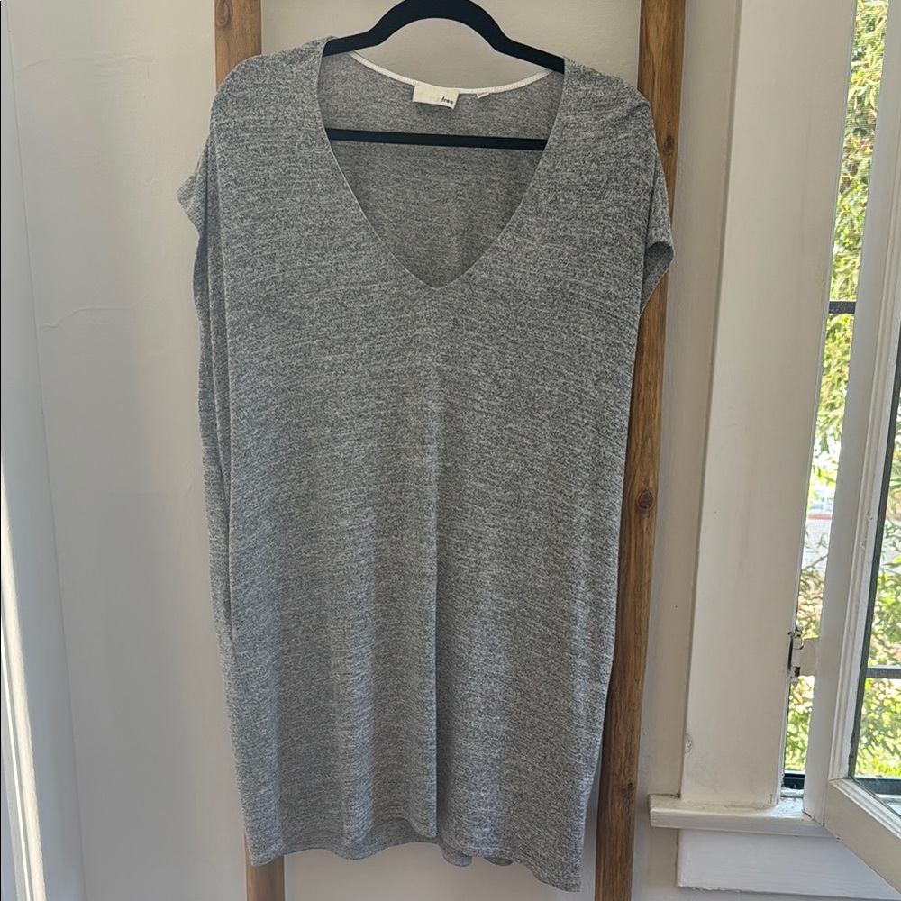 Aritzia Gray V-Neck T-Shirt Dress